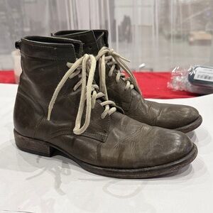 Peter Nappi Classic dark green to Dark Brown Leather Lace-Up Boots